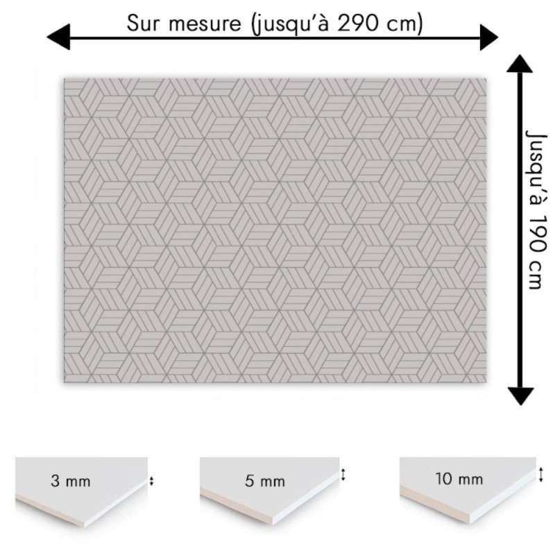 Plaque PVC motif cubes géométriques en 3D sur mesure