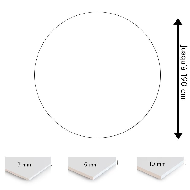 Plaque PVC ronde blanche sur mesure Plaque PVC ronde blanche sur mesure