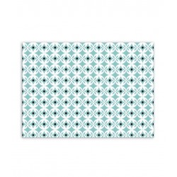 Plaque PVC motif cercles interconnectés blanc et turquoise