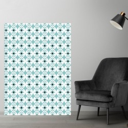 Plaque PVC motif cercles interconnectés blanc et turquoise