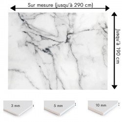 Plaque PVC sur mesure motif marbre blanc et gris