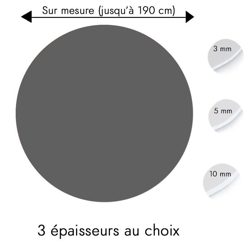 Plaque PVC ronde grise sur mesure - Livraison gratuite ! Plaque PVC ronde grise sur mesure - Livraison gratuite !