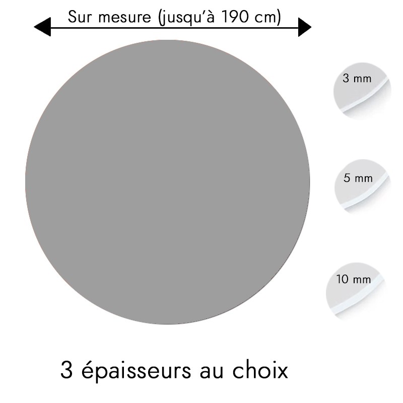 Plaque PVC ronde gris souris sur mesure - Livraison gratuite ! Plaque PVC ronde gris souris sur mesure - Livraison gratuite !