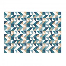 Plaque PVC motif géométrique en forme de losanges bleus et beiges sur mesure