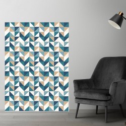 Plaque PVC motif géométrique en forme de losanges bleus et beiges sur mesure